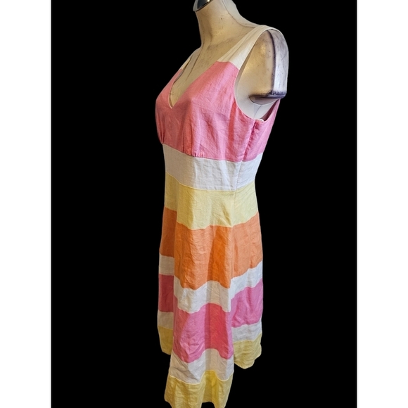 Jones New York Size 10 Colorblock Linen Sleeveless Dress - Picture 4 of 8